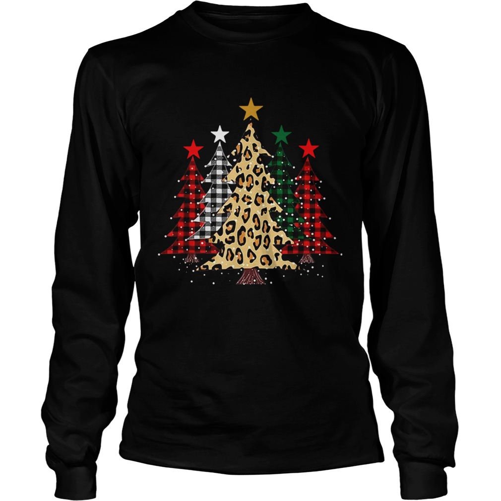 Buffalo Plaid and Leopard Christmas tree  Long Sleeve