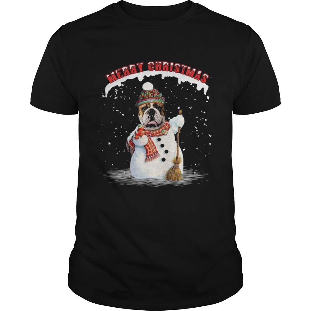 Bulldog snowman Merry Christmas shirt