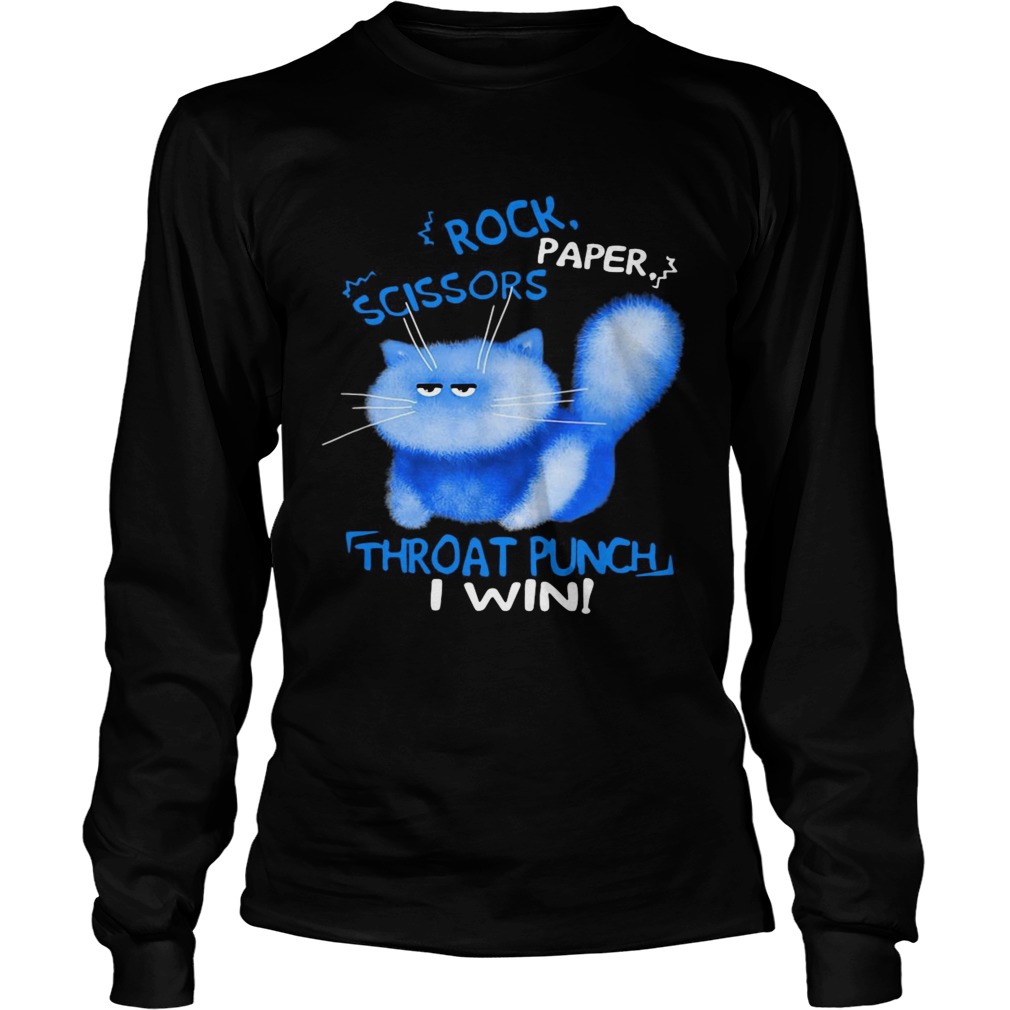 Cat Rock Paper Scissors Throat Punch I Win  Long Sleeve