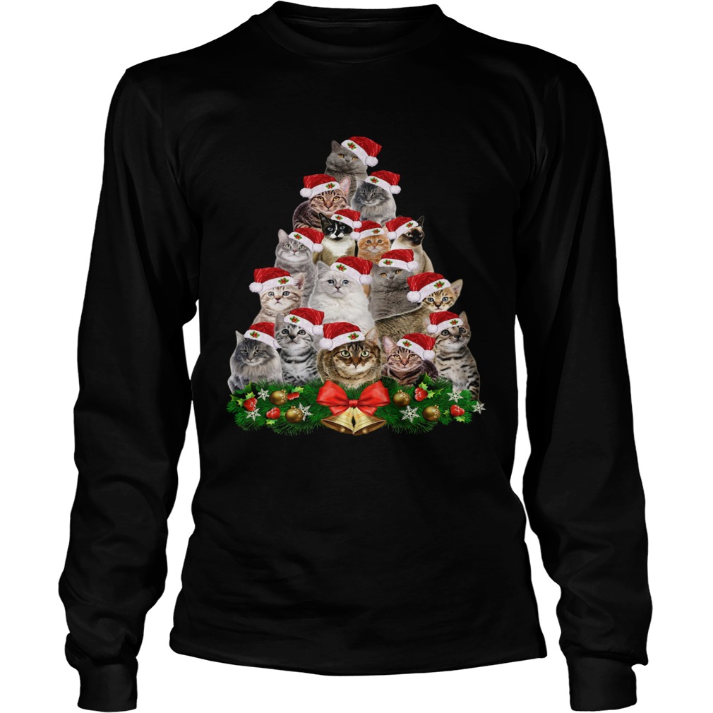 Cats And Christmas Tree  Long Sleeve