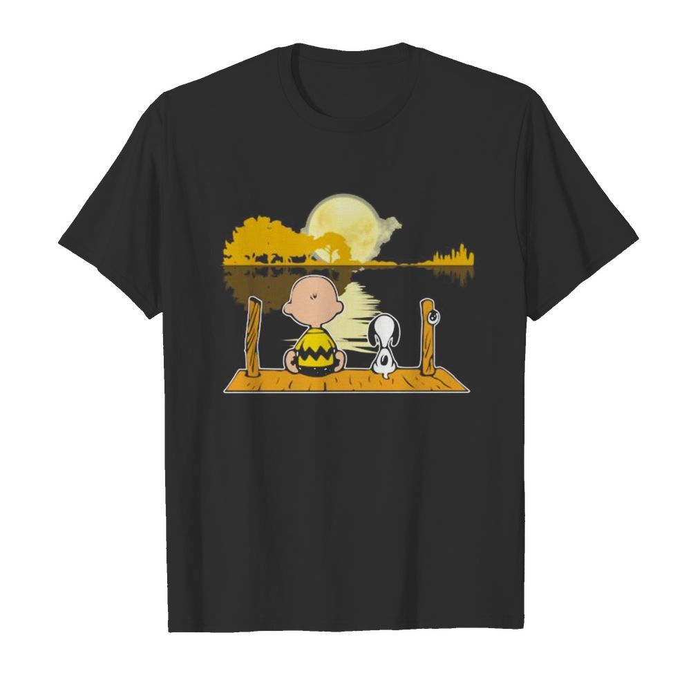 Charlie brown and snoopy sightseeing river guitar shirt