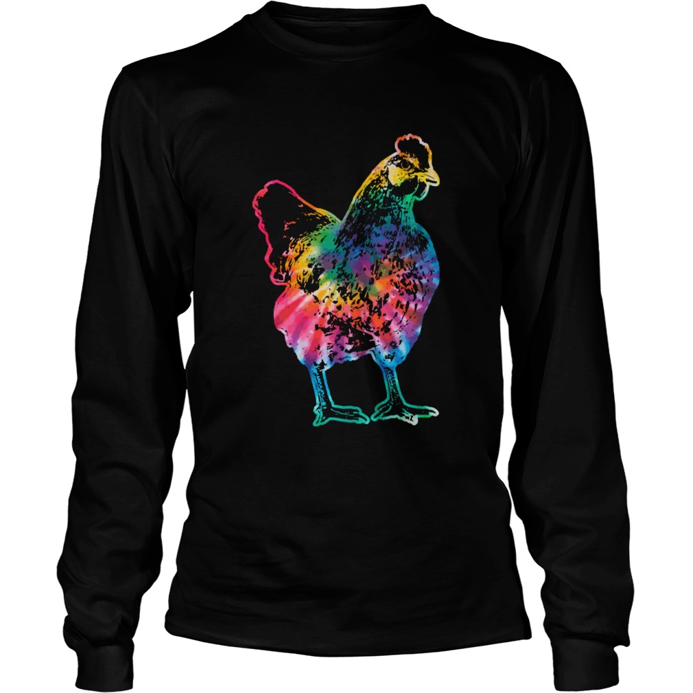 Chicken Tie Dye Hippie Poultry Farmer Farm  Long Sleeve