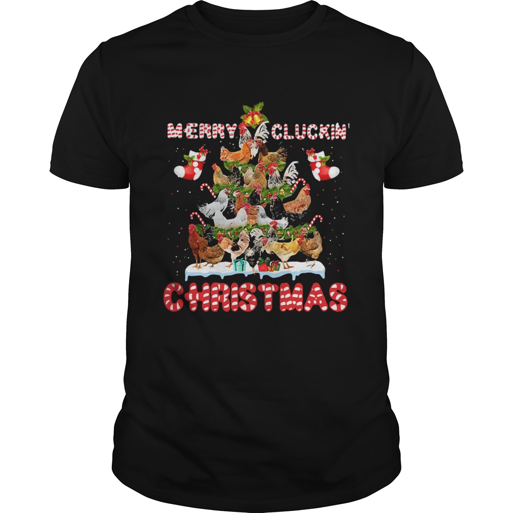 Chicken merry cluckin christmas tree shirt