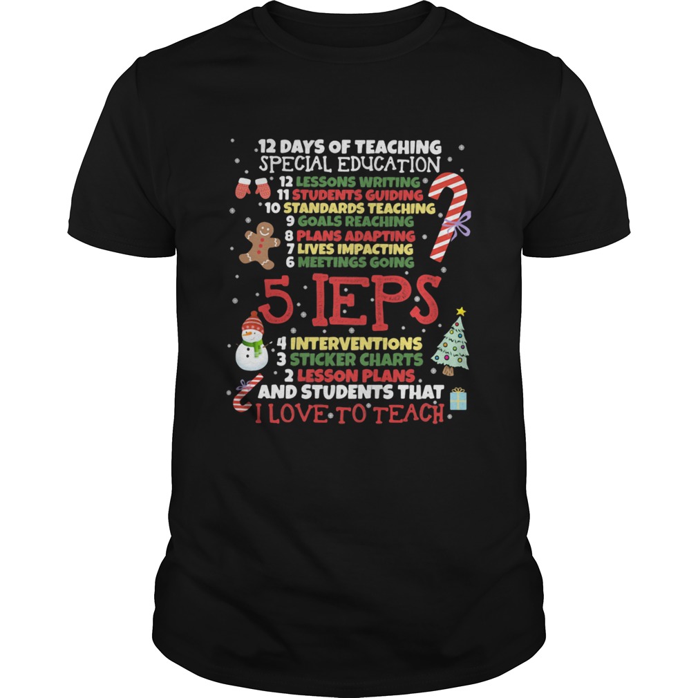 Christmas 12 days of teaching special education shirt