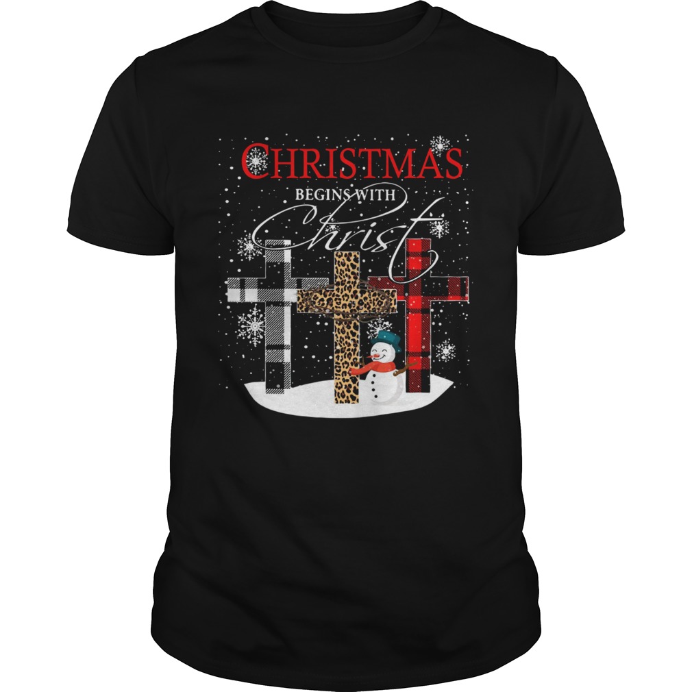 Christmas Begins With Christ Sowman Jesus Christmas Ugly shirt