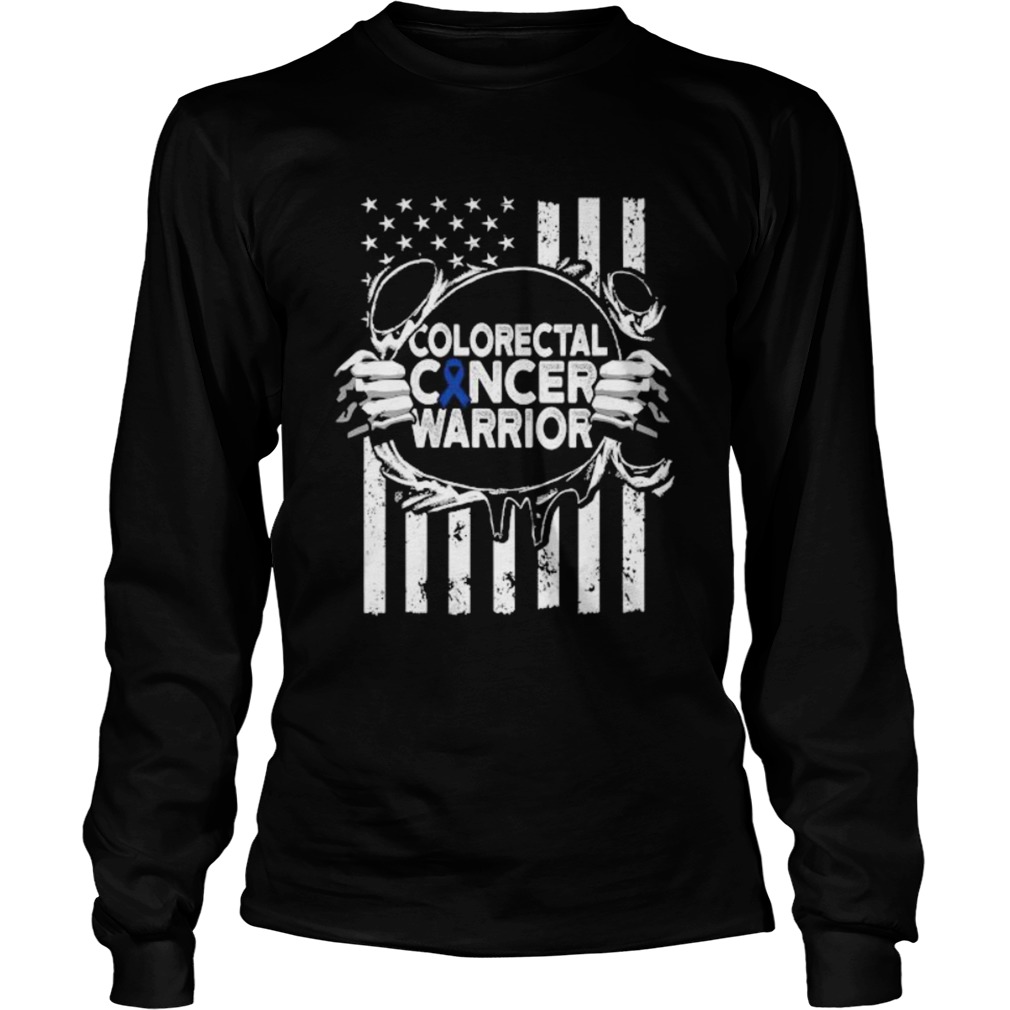 Colorectal Cancer Survivor Learning CRC Warrior American Flag  Long Sleeve