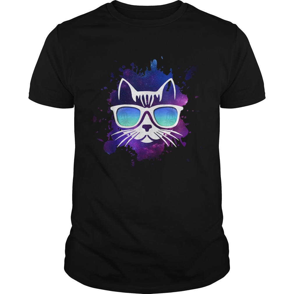 Cool Cat With Sunglasses Over Space shirt