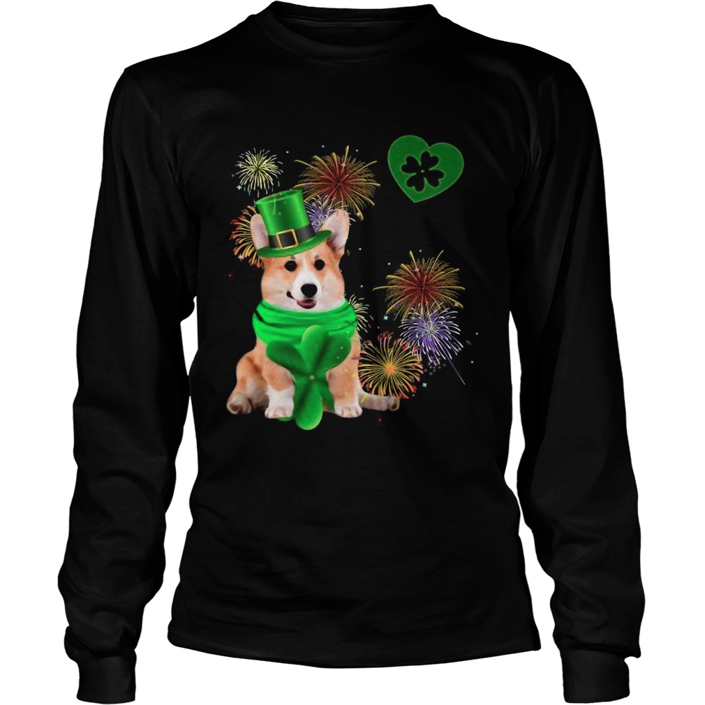 Corgi Dog Shamrock St Patrick Day Dog Irish  Long Sleeve