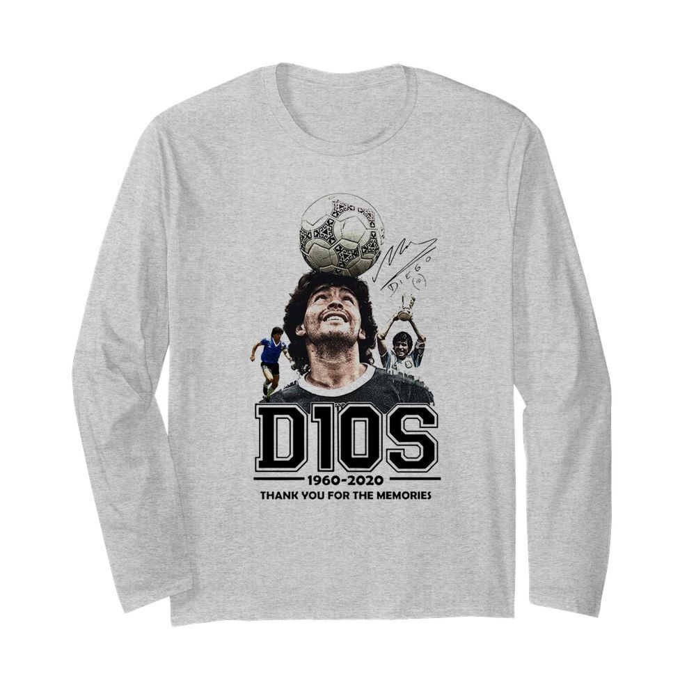 D10s Diego Maradona 1960 2020 Thank You For The Memories Signature  Long Sleeved T-shirt 