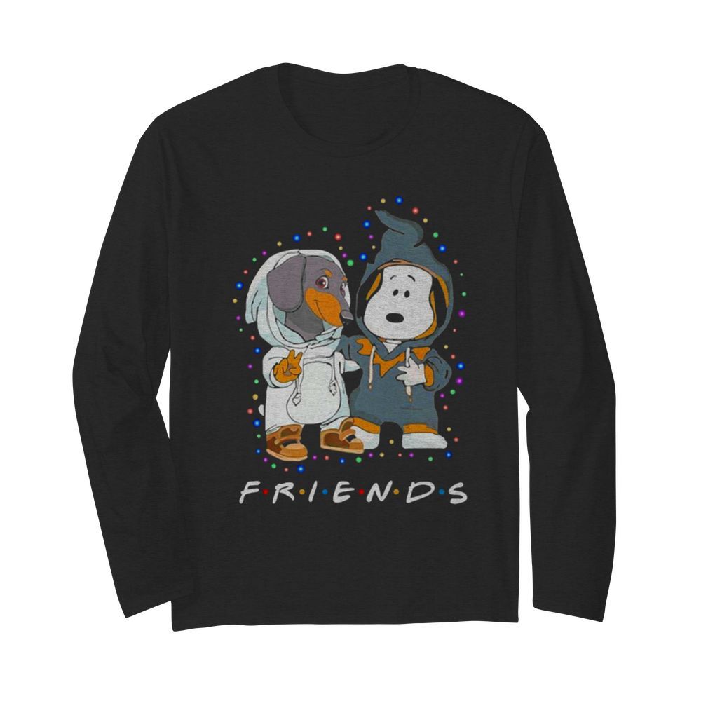 Dachshund And Snoopy Friends Christmas Light  Long Sleeved T-shirt 