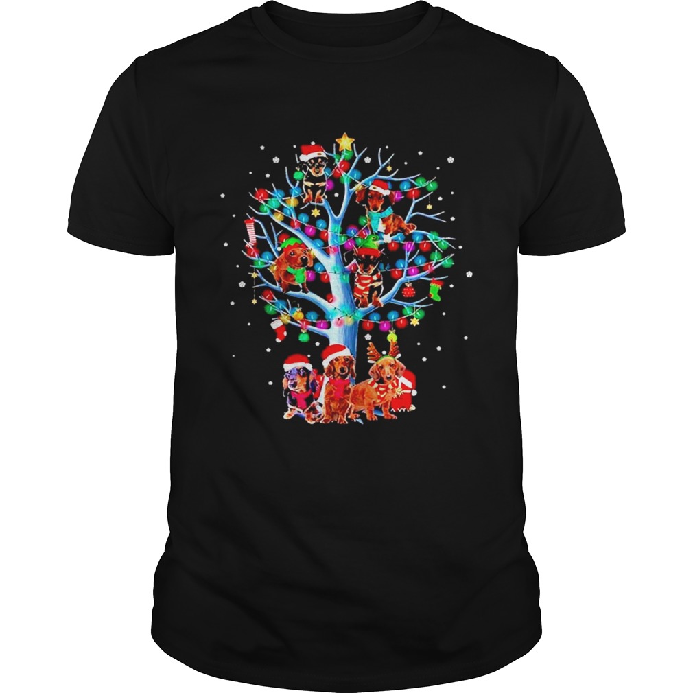 Dachshund Santa Tree Light Merry Christmas shirt