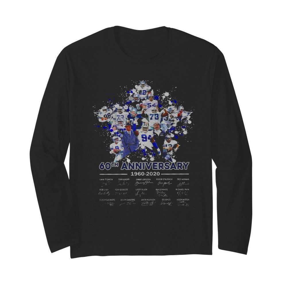 Dallas Cowboys 60th Anniversary 1960 2020 Signatures  Long Sleeved T-shirt 