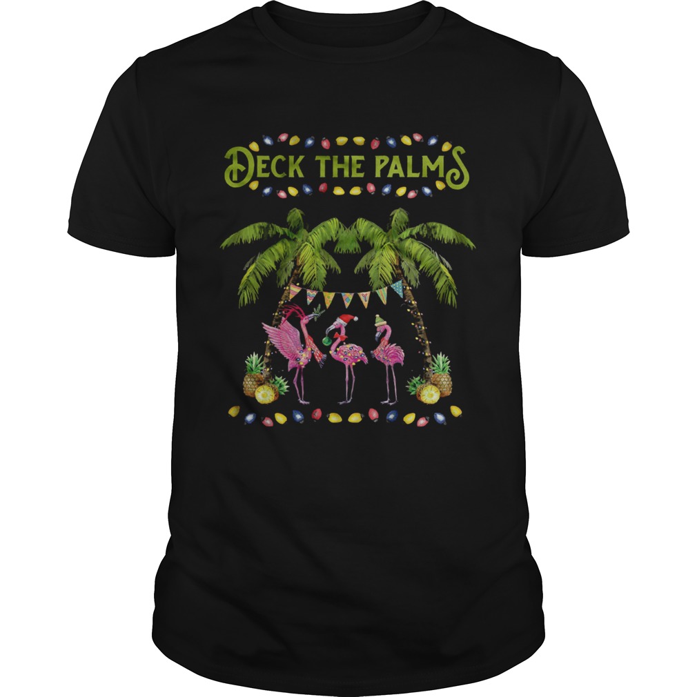 Deck The Palms Merry Flamingo Christmas shirt