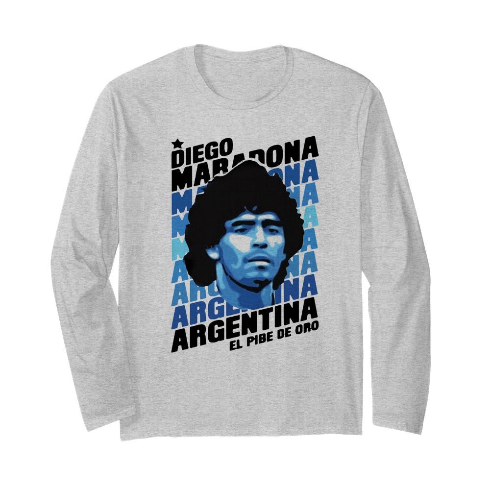 Diego Maradona Argentina El Pibe De Oro  Long Sleeved T-shirt 