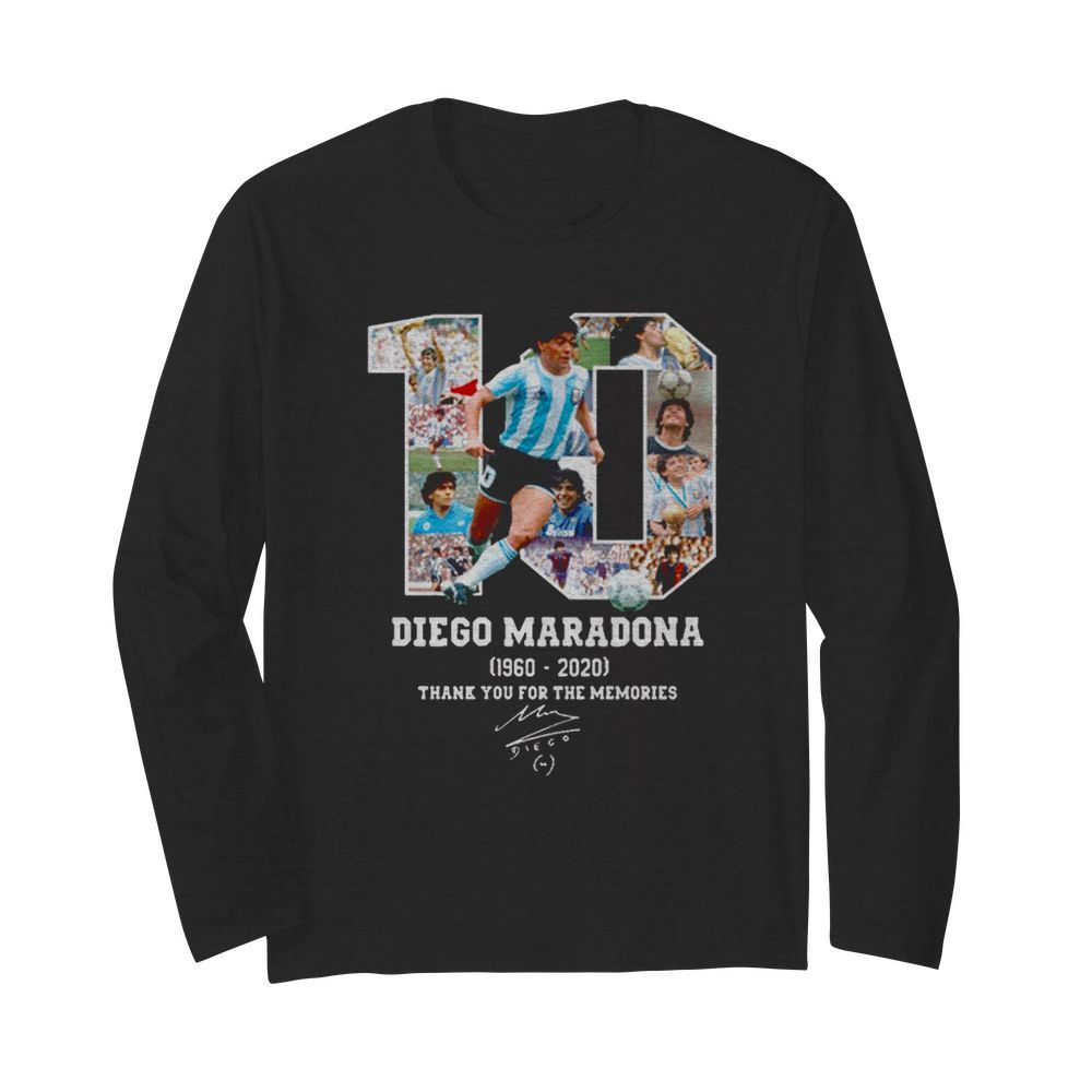 Diego Maradona Thank You For The Memories 1960 2020  Long Sleeved T-shirt 