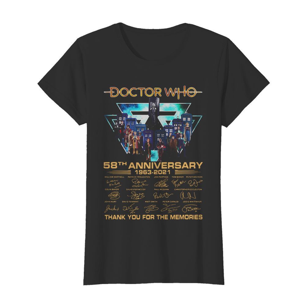 Doctor Who 58th Anniversary 1963 2021 Thank You For The Memories Signatures  Classic Women's T-shirt