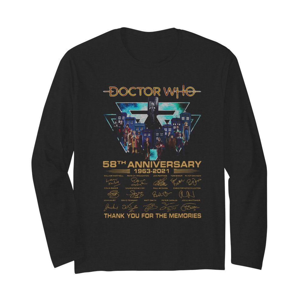 Doctor Who 58th Anniversary 1963 2021 Thank You For The Memories Signatures  Long Sleeved T-shirt 