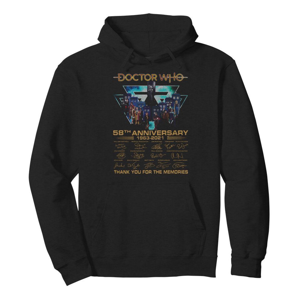 Doctor Who 58th Anniversary 1963 2021 Thank You For The Memories Signatures  Unisex Hoodie