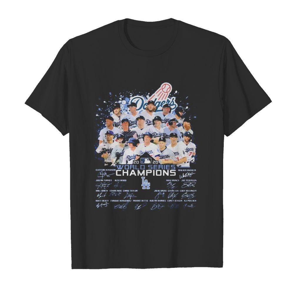 Dodgers MLB 2020 World series Champions player signatures shirt