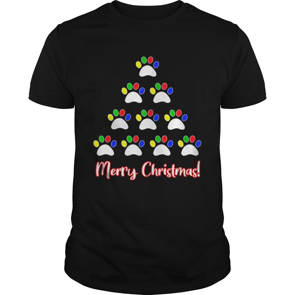 Dog Rescue of Iowa Dog Paw Merry Christmas Tree shirt