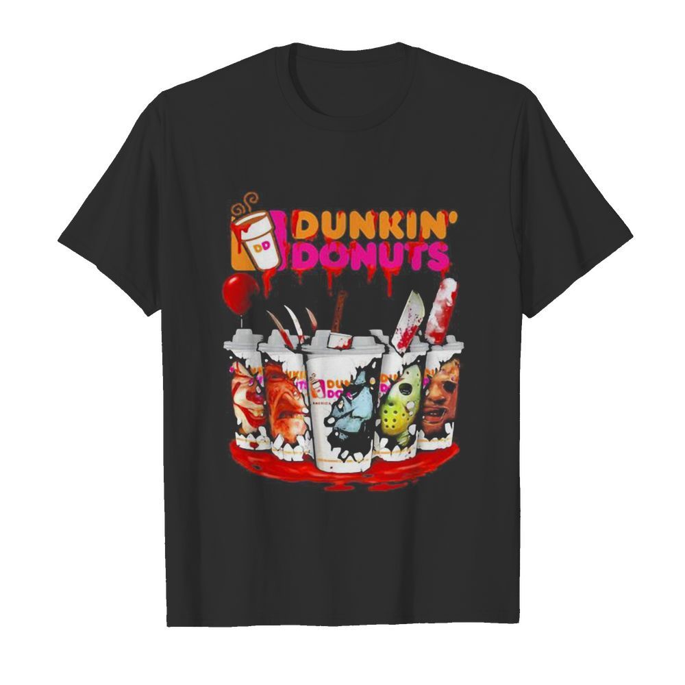 Dunkin Donuts Horror character Halloween michael myers IT shirt