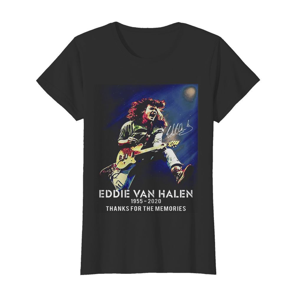 Eddie Van Halen Playing Guitar 1955 2020 Thank For The Memories Signature  Classic Women's T-shirt