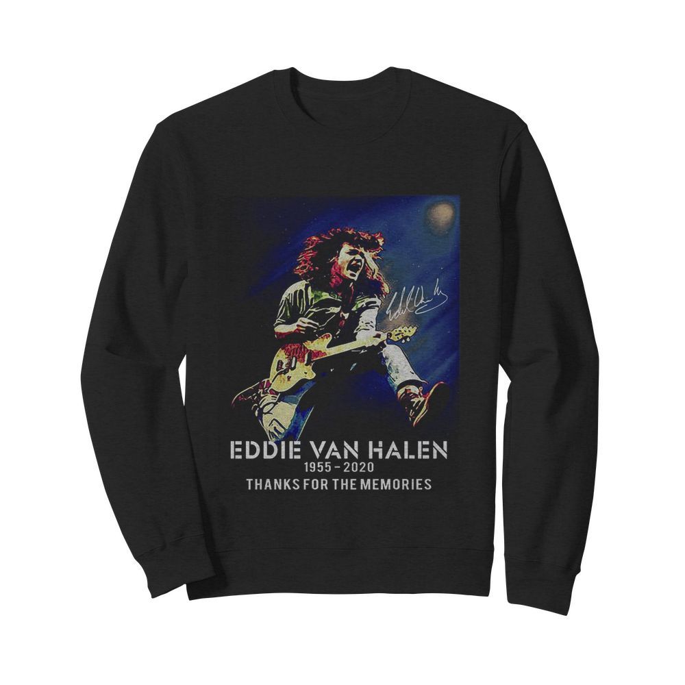 Eddie Van Halen Playing Guitar 1955 2020 Thank For The Memories Signature  Unisex Sweatshirt