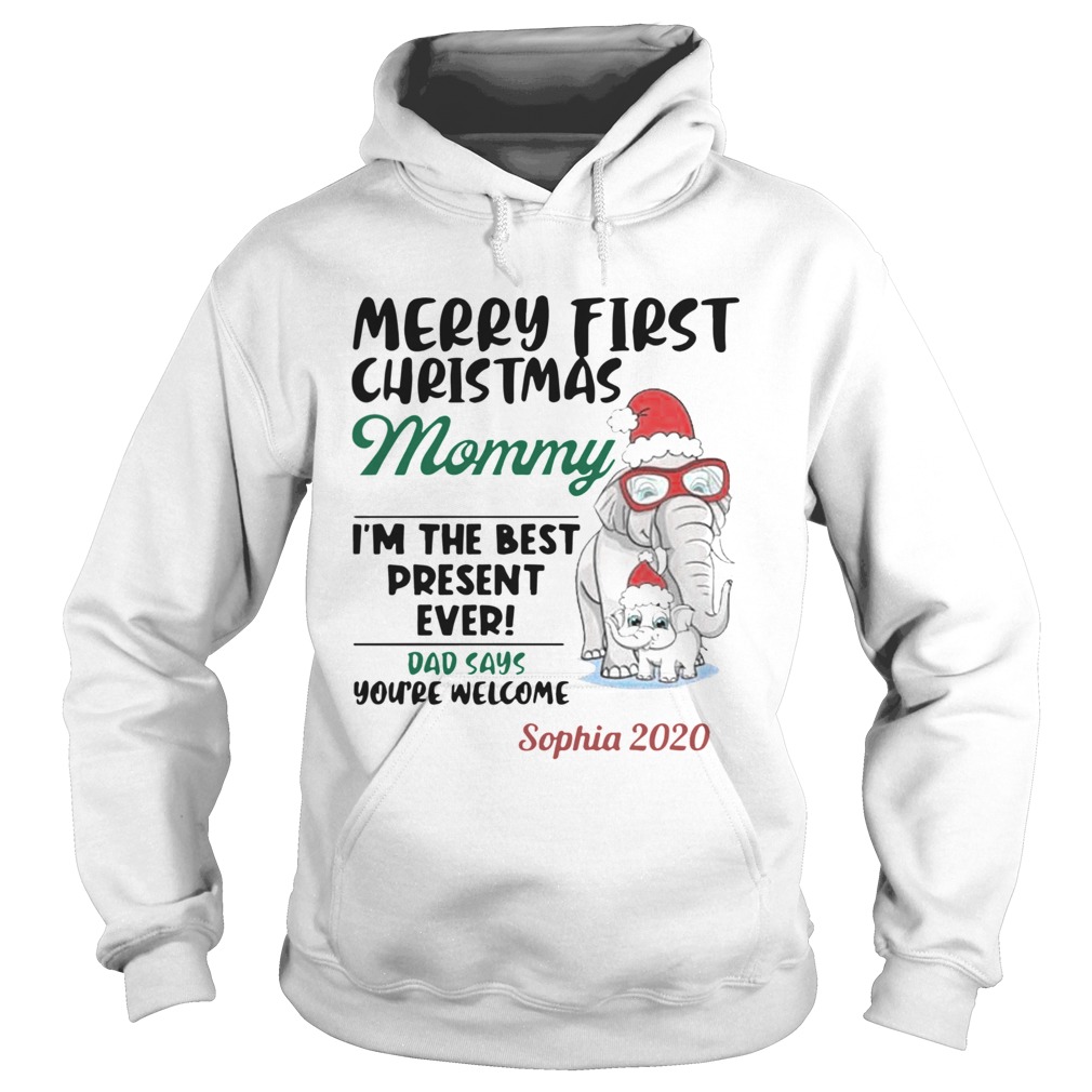 Elephant Merry First Christmas Mommy  Hoodie