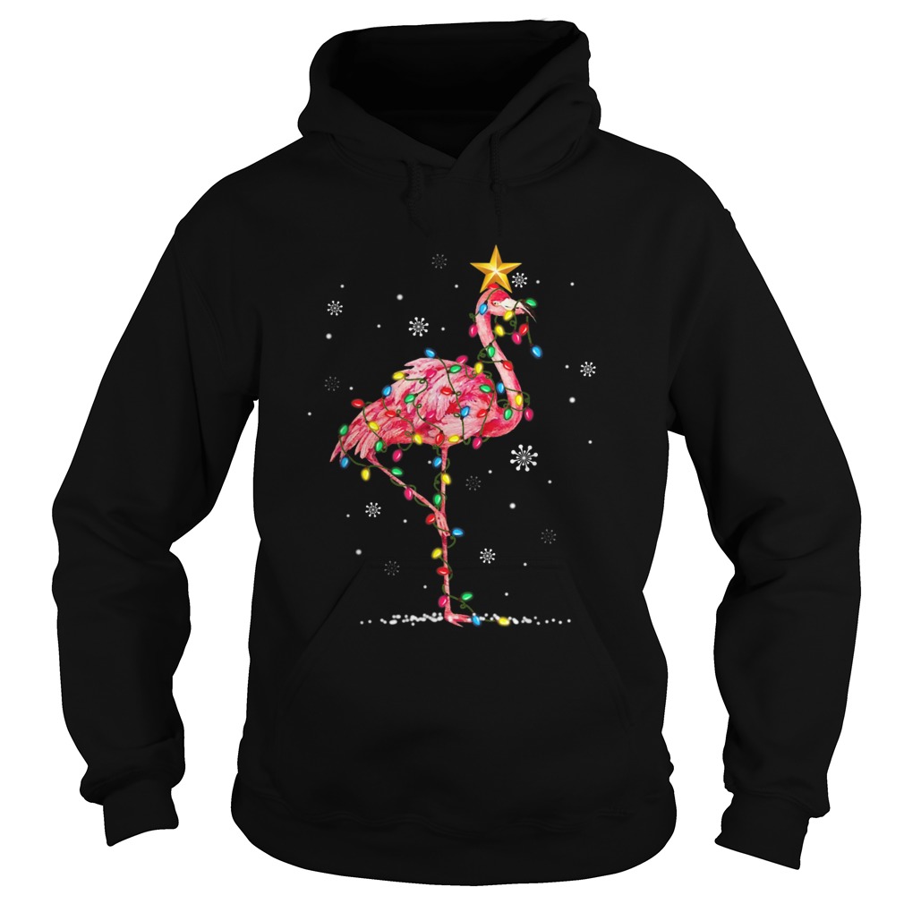 Flamingo Reindeer Hat Santa Christmas Lights Flamingo  Hoodie