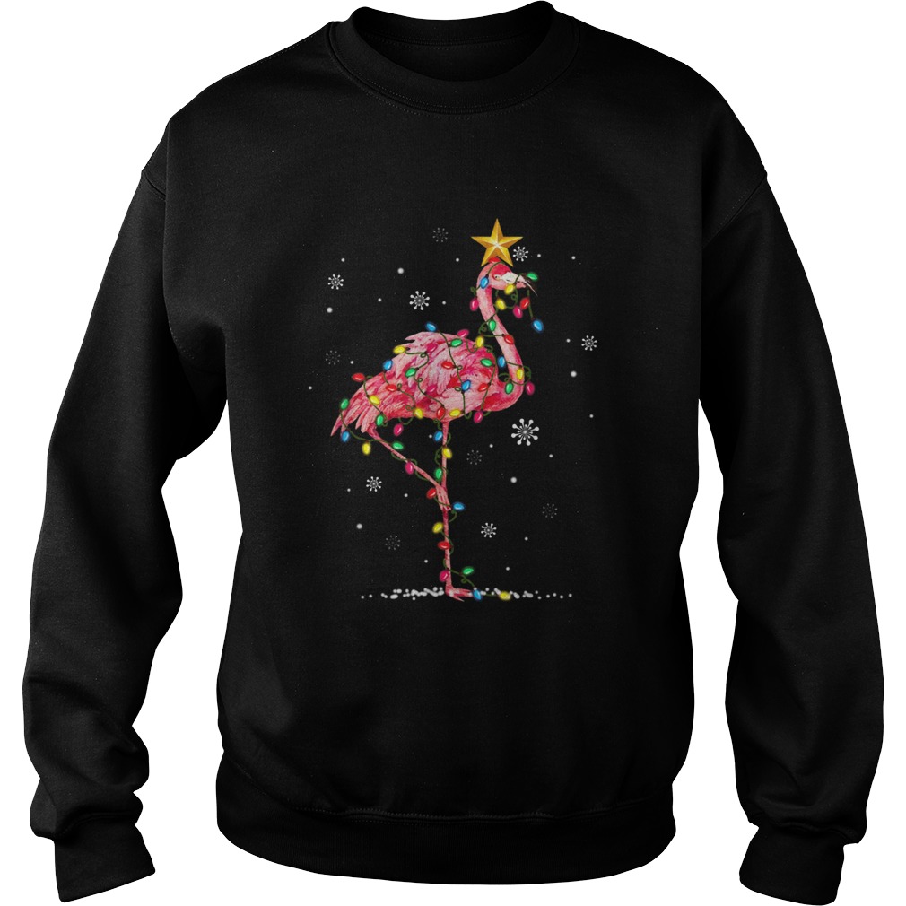 Flamingo Reindeer Hat Santa Christmas Lights Flamingo  Sweatshirt