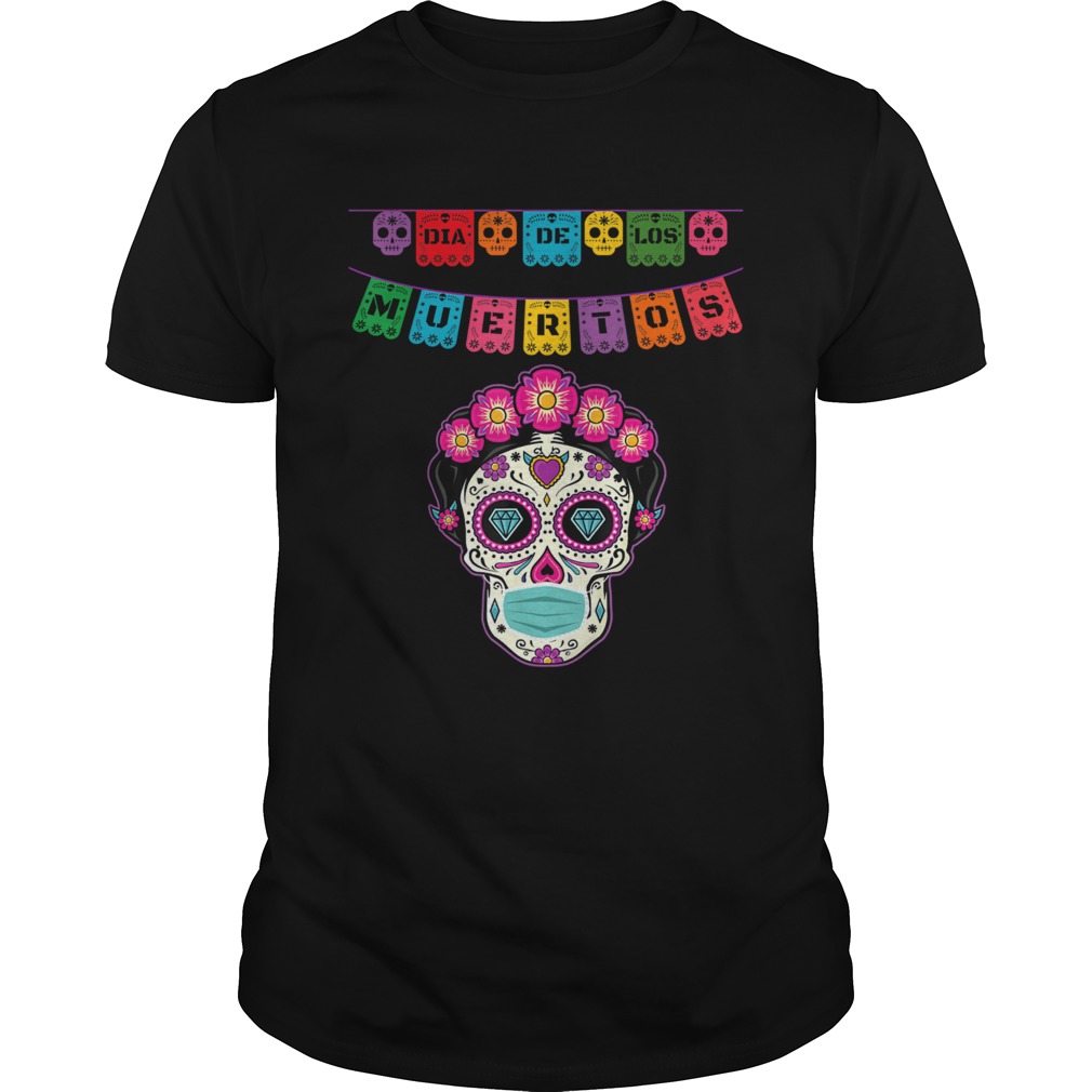 Floral Sugar Skull Face Mask Day of the Dead Dia De Muertos shirt