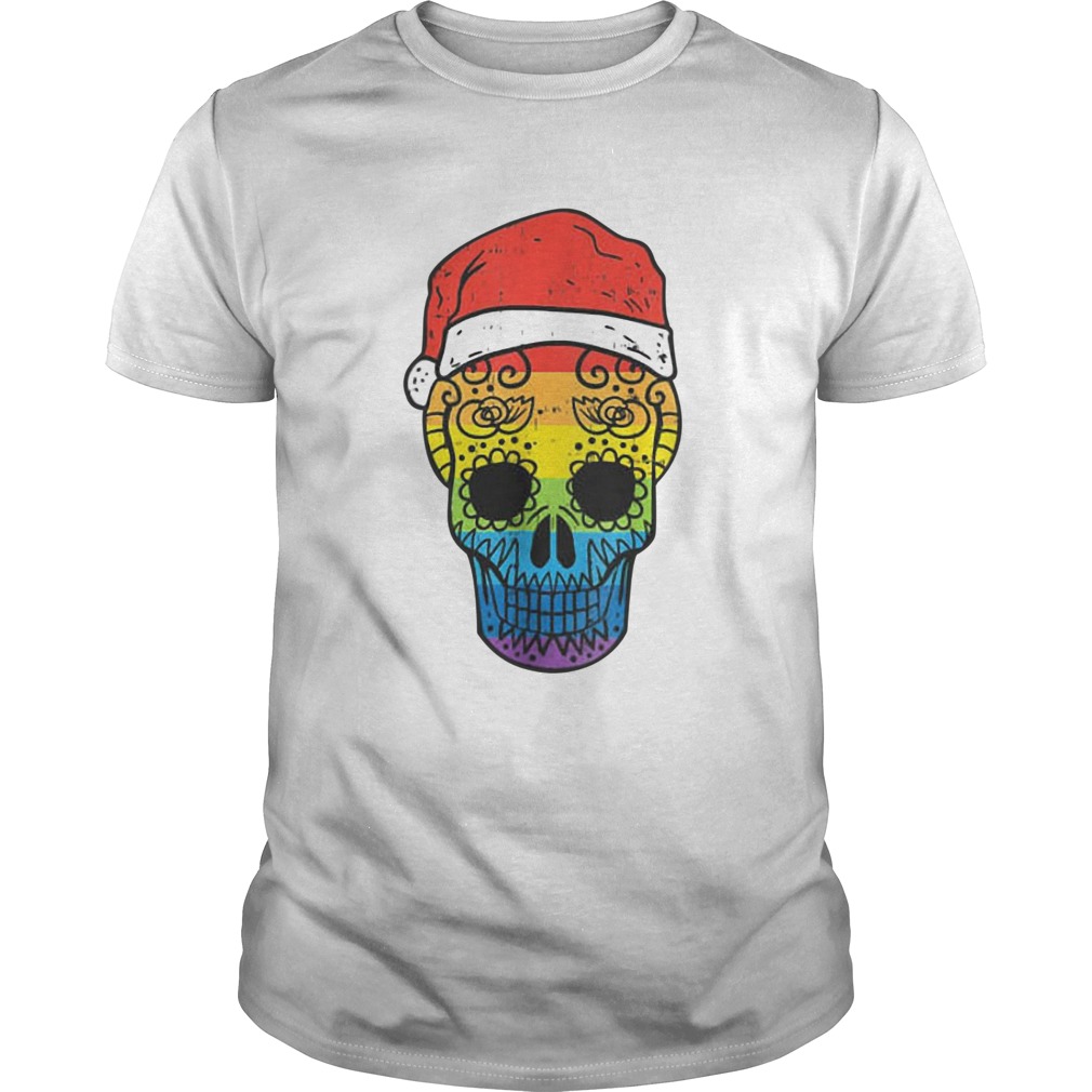 Gay Pride Santa Hat Sugar Skull LGBT Christmas Mexican shirt