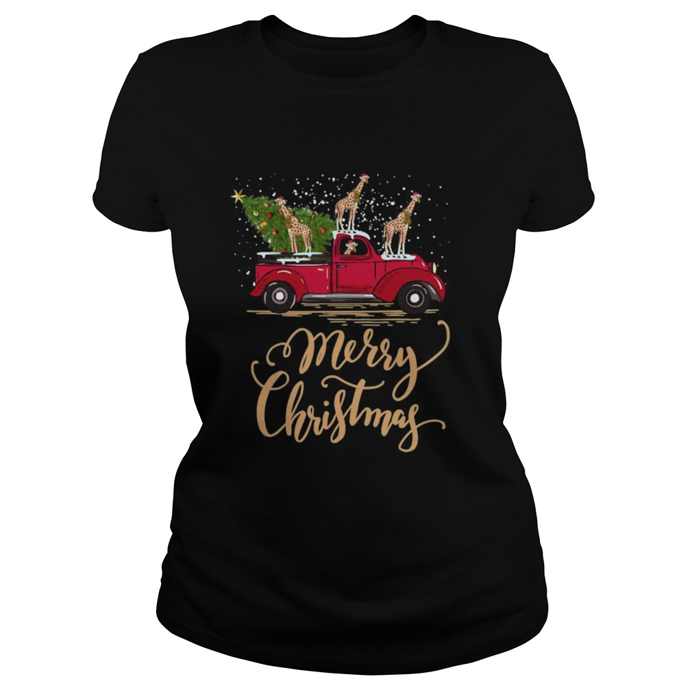 Giraffe driving christmas tree truck  Classic Ladies