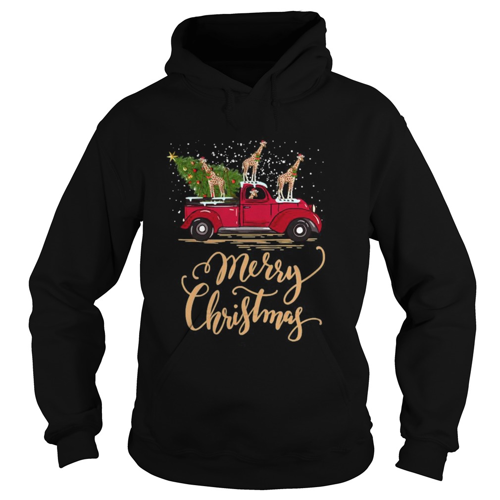 Giraffe driving christmas tree truck  Hoodie