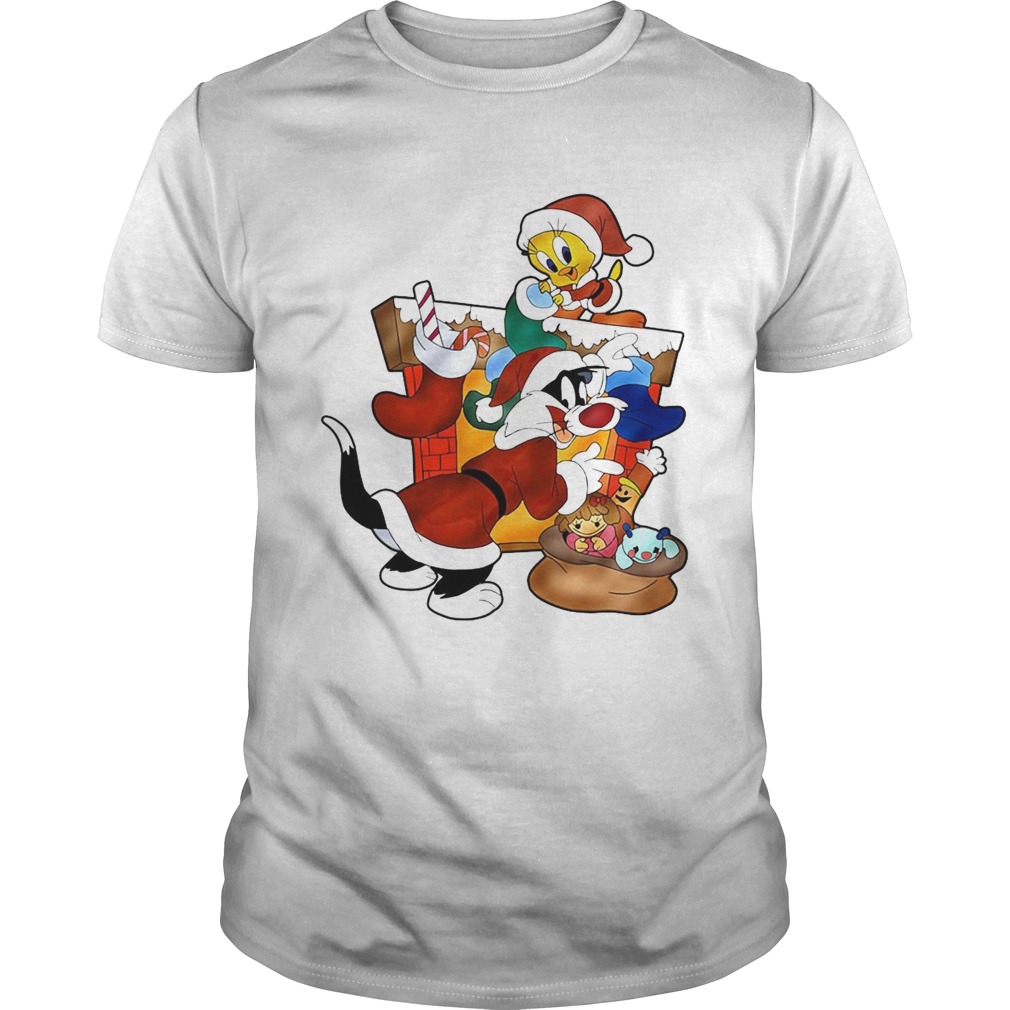 Girls Red Sylvester The Cat And Tweety Bird Christmas shirt