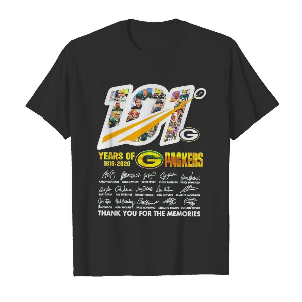 Green Bay Packer 101 Years Of 1919 2020 Thank You For The Memories Signatures shirt