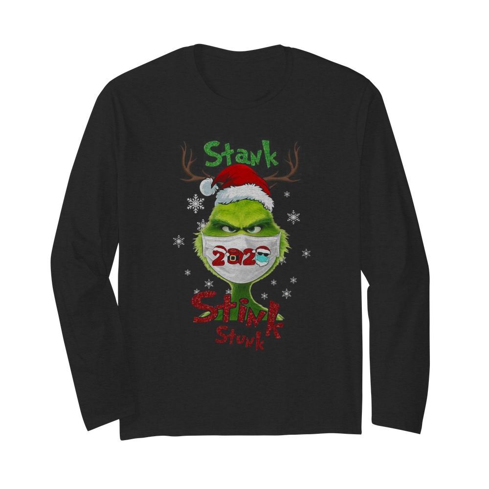 Grinch Face Mask Stank Stink Stunk Christmas  Long Sleeved T-shirt 