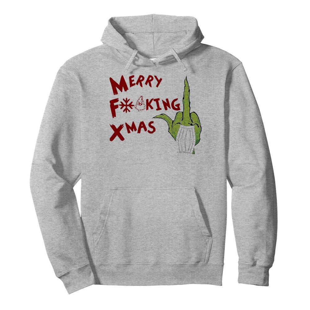 Grinch Hand Merry Fucking Xmas Christmas  Unisex Hoodie