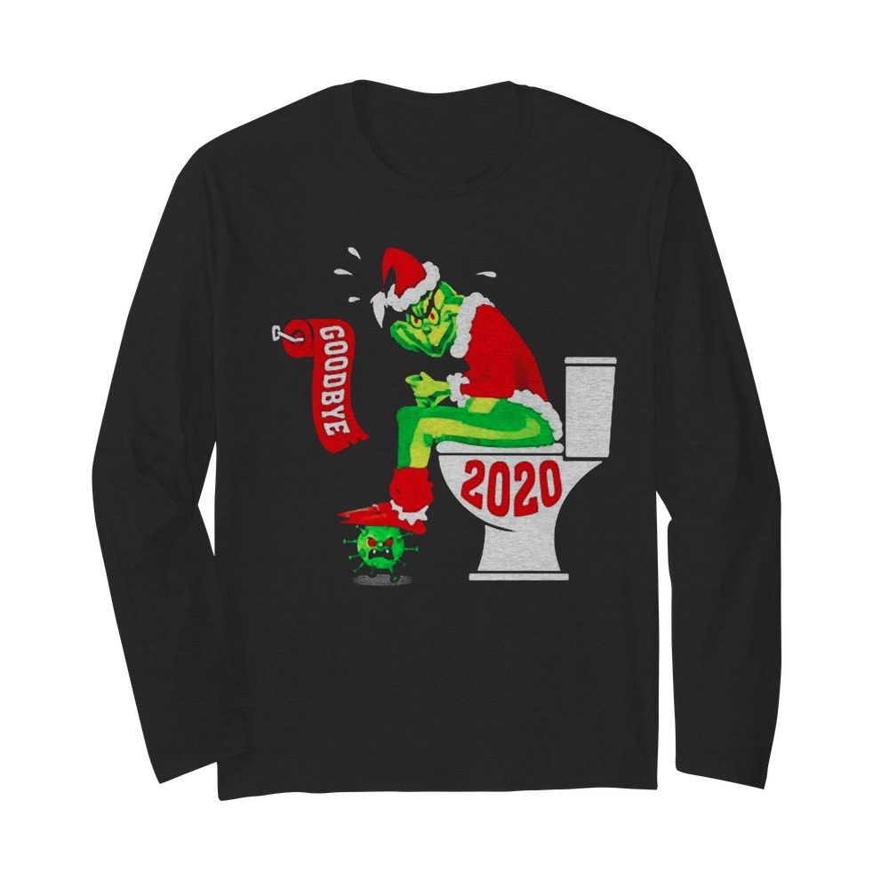 Grinch Santa toilet Goodbye Coronavirus 2020  Long Sleeved T-shirt 