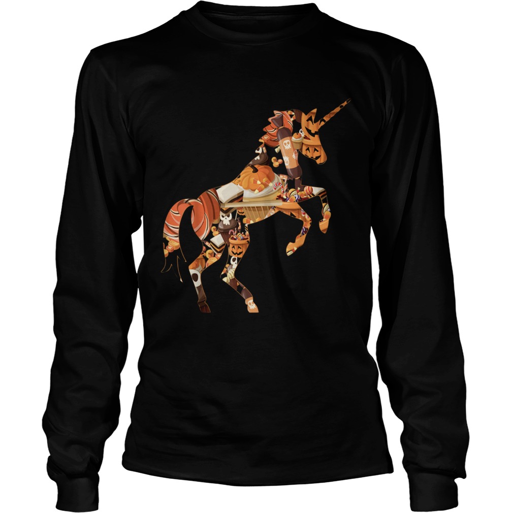 Halloween Unicorn Candy Corn Pumpkins  Long Sleeve