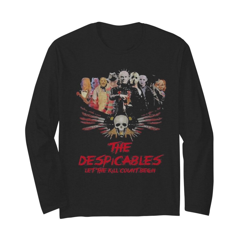 Halloween horror characters the despicables let the kill count begin skull  Long Sleeved T-shirt 