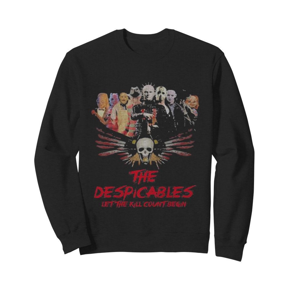 Halloween horror characters the despicables let the kill count begin skull  Unisex Sweatshirt