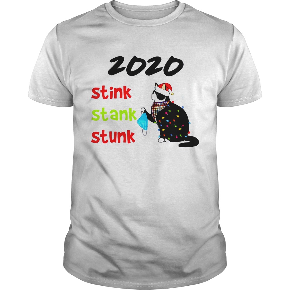 Hand Black Cat Santa Holding Mask 2020 Stink Stank Stunk Christmas Light shirt