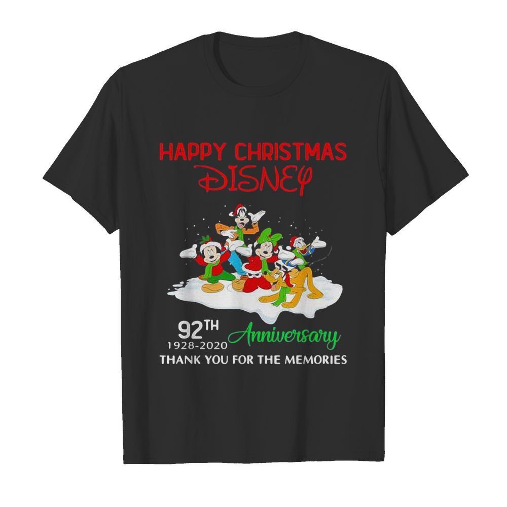 Happy Christmas Disney 92th Anniversary Thank You For The Memories shirt