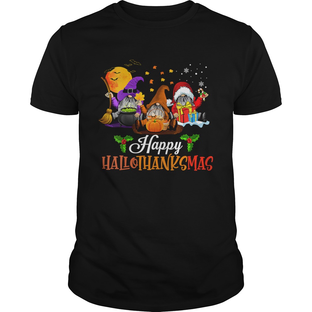 Happy Hallothanksmas Gnomes Halloween And Merry Christmas shirt