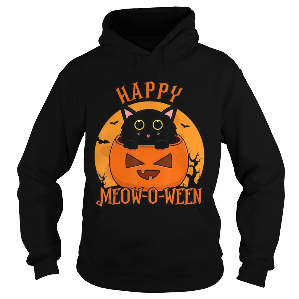 Happy Meow O Ween Blood Moon Halloween  Hoodie