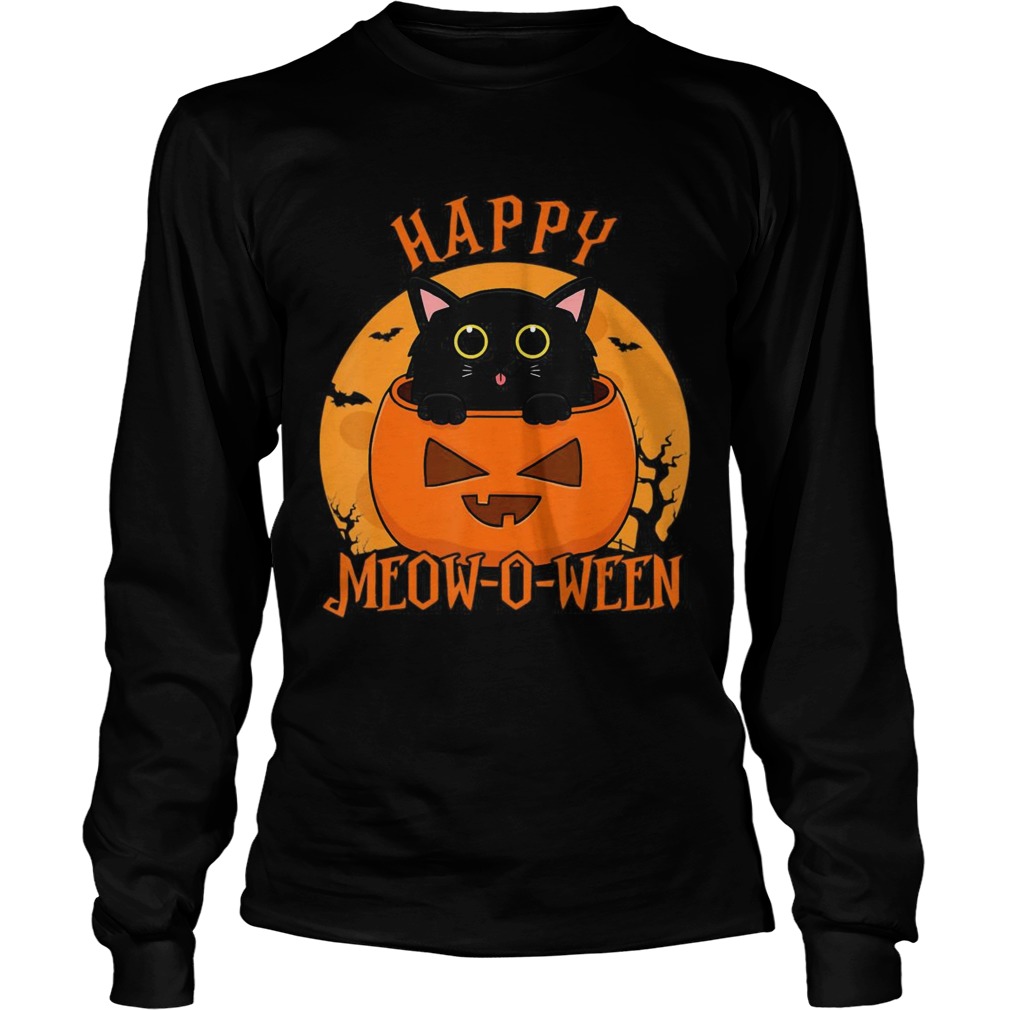 Happy Meow O Ween Blood Moon Halloween  Long Sleeve