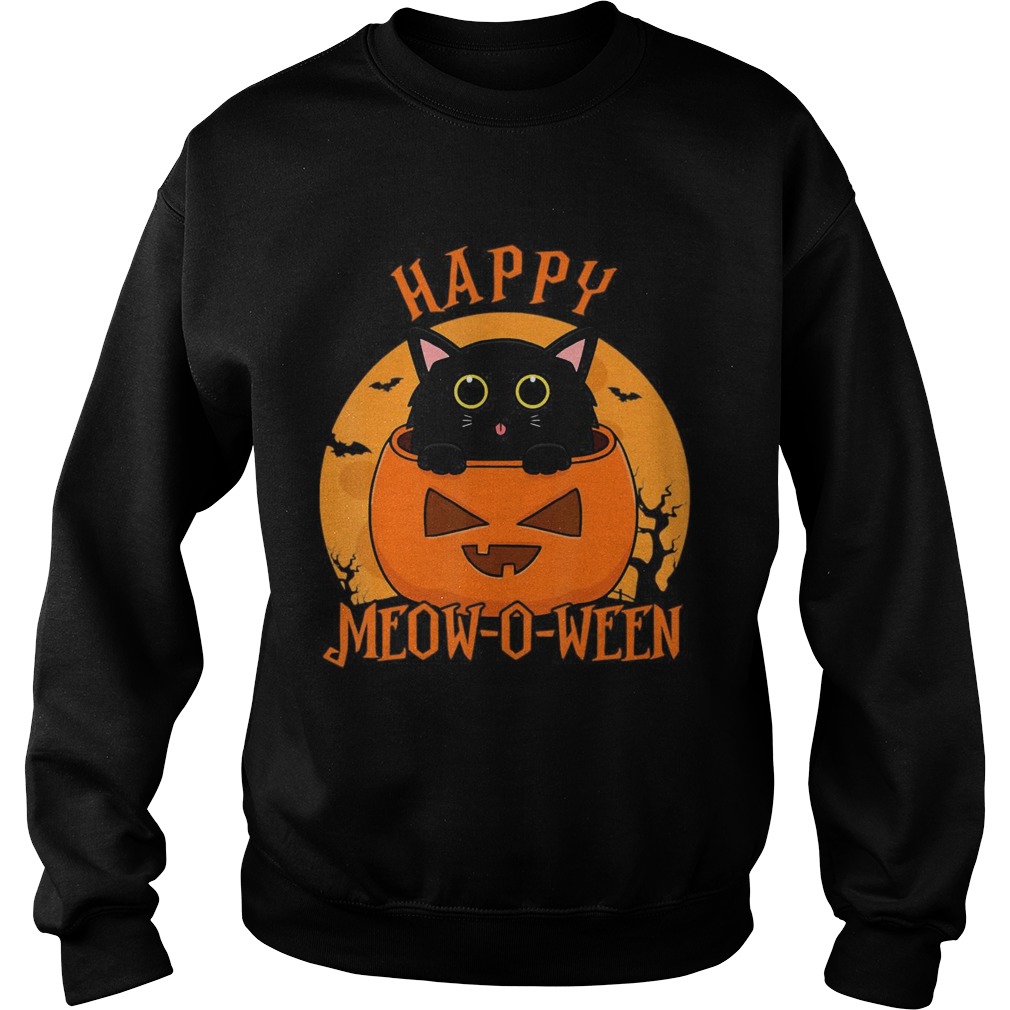 Happy Meow O Ween Blood Moon Halloween  Sweatshirt