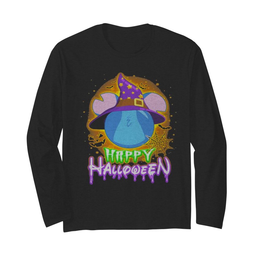 Happy halloween mickey mouse stitch witch moon  Long Sleeved T-shirt 