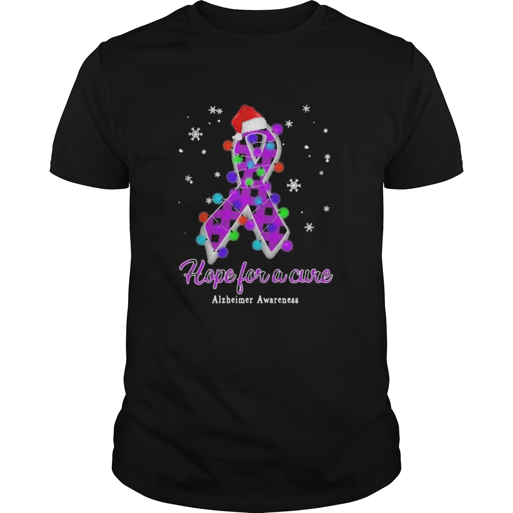 Hope For A Cure Ribbon Purple Checkered Stripes Hat Santa Xmas shirt